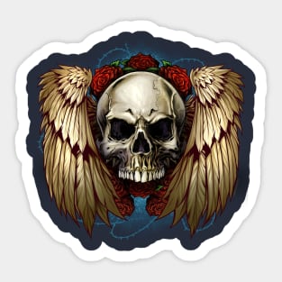 Skull wings with roses Sticker